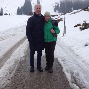 Harvey Burns with friends, laughing and enjoying the moment