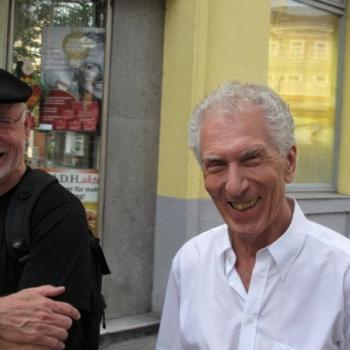 Harvey Burns with friends, laughing and enjoying the moment